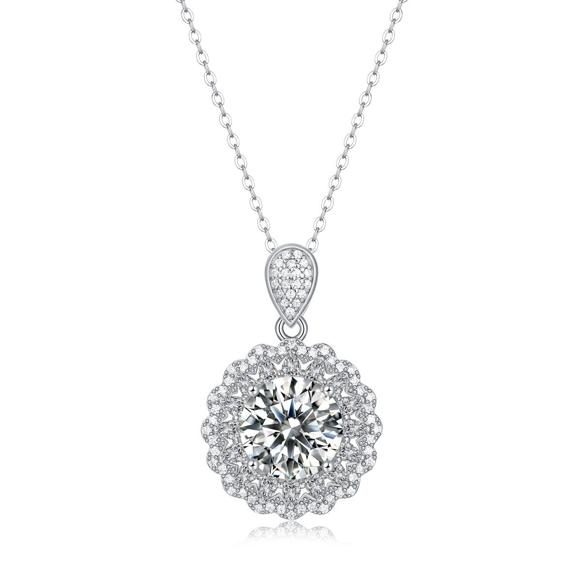 S925 Silver Necklace With Moissanite Pendant