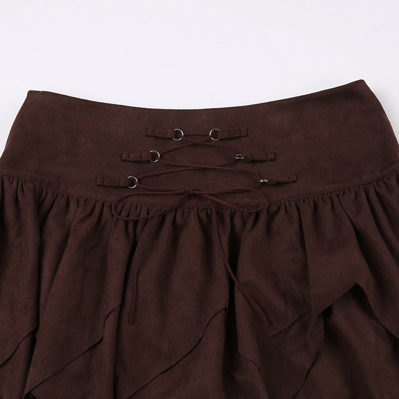 Irregular Lace-up Waist Skirt