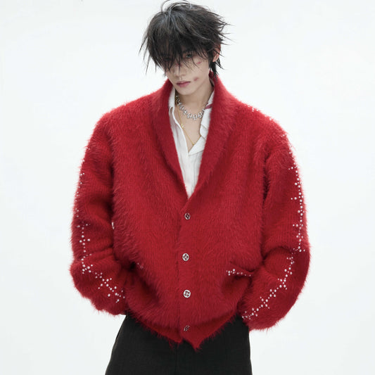 Mens Warm Thickened Sweater With Striped Pattern