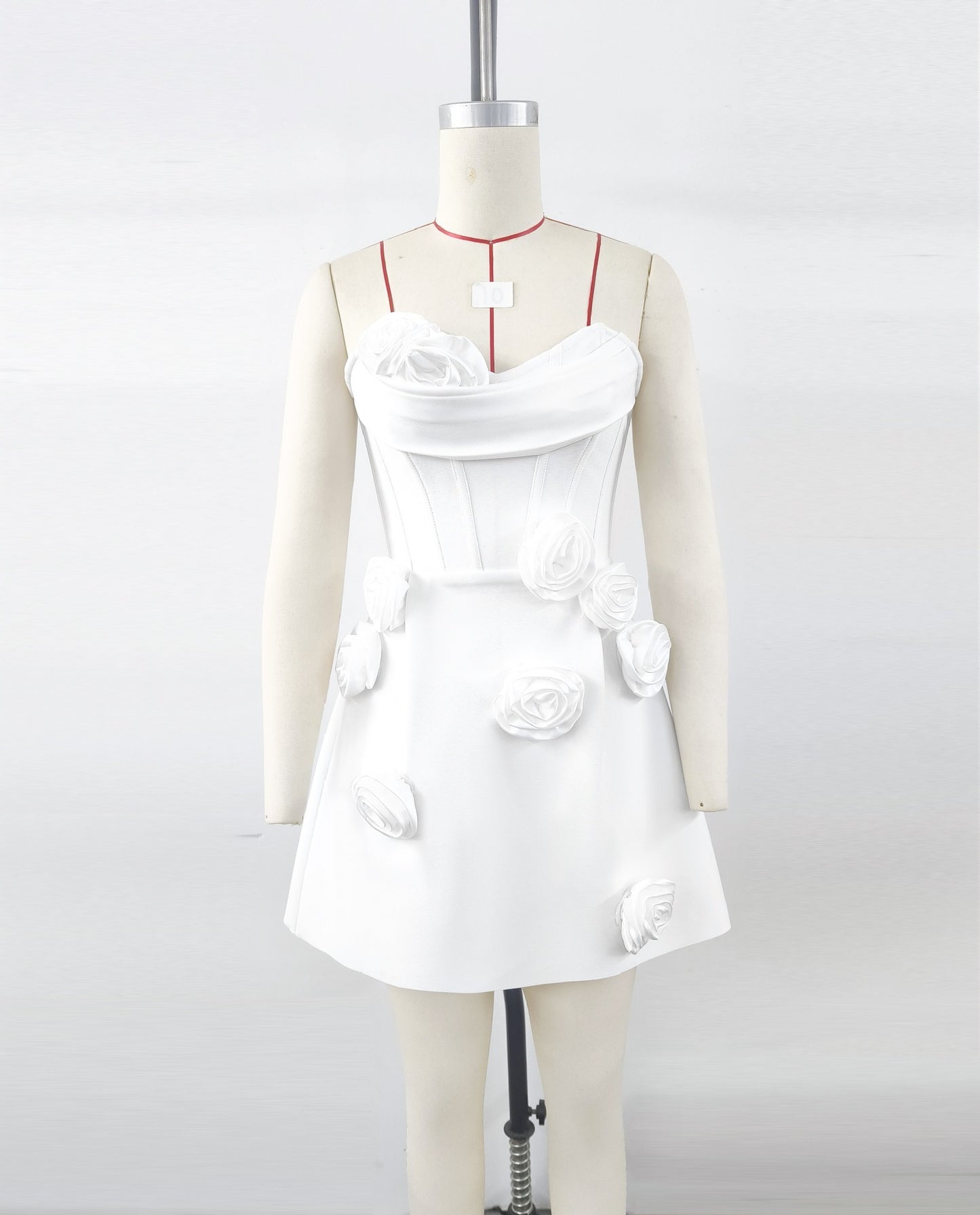 Three-dimensional Flower Decoration Tight Strapless Bandage One-piece Dress