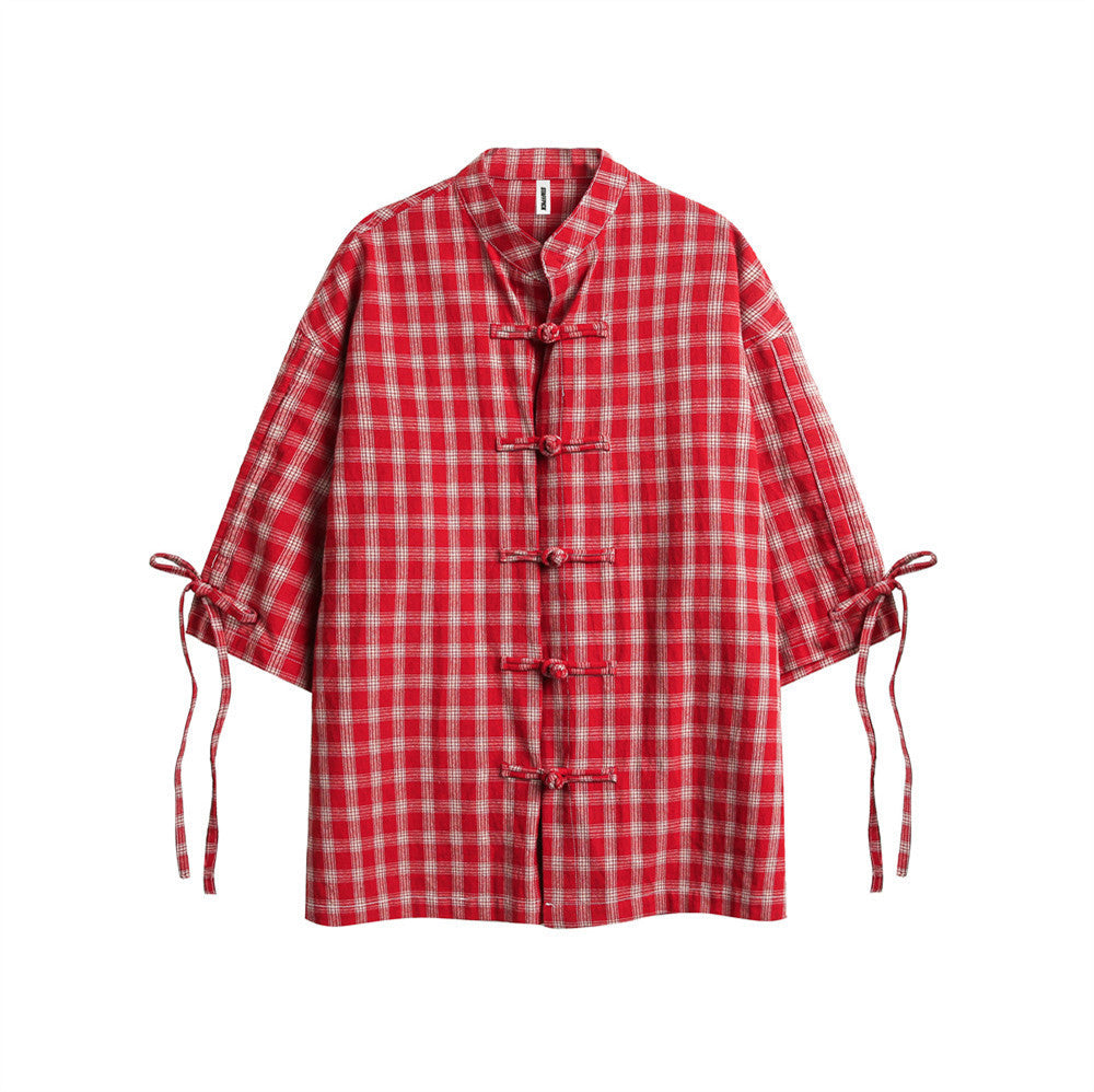 Fashion Short Sleeve Plaid Shirt Men