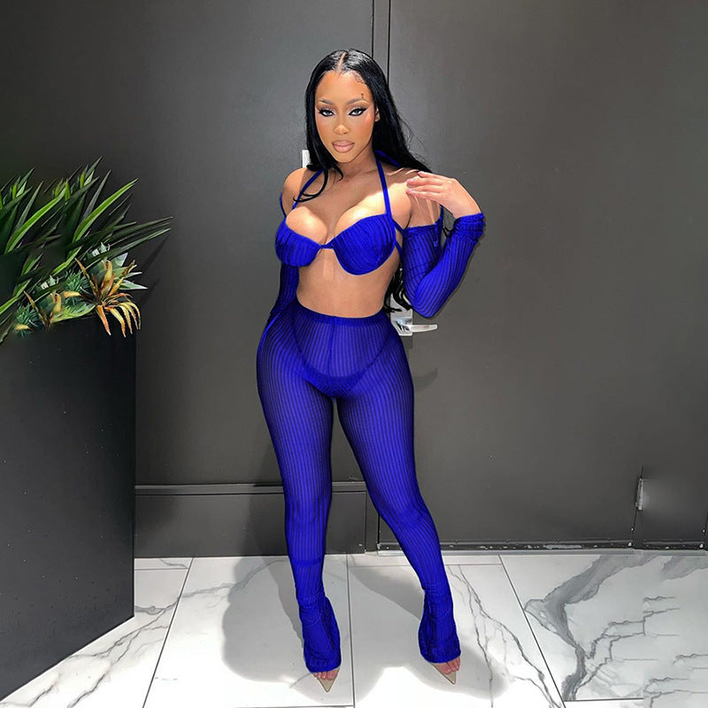 Ensemble pantalon slim à lacets tendance