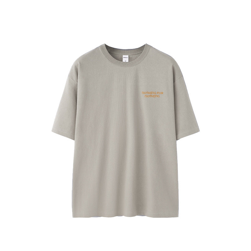 Thread Collar Embroidered T-shirt Retro Heavy Pit Short Sleeve