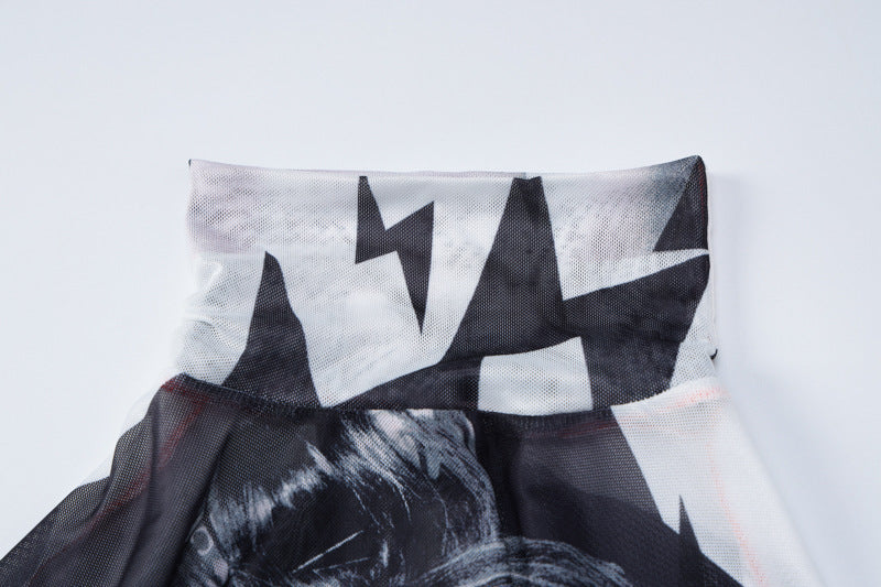 Robe slim en maille imprimée à manches longues et col montant pour femme