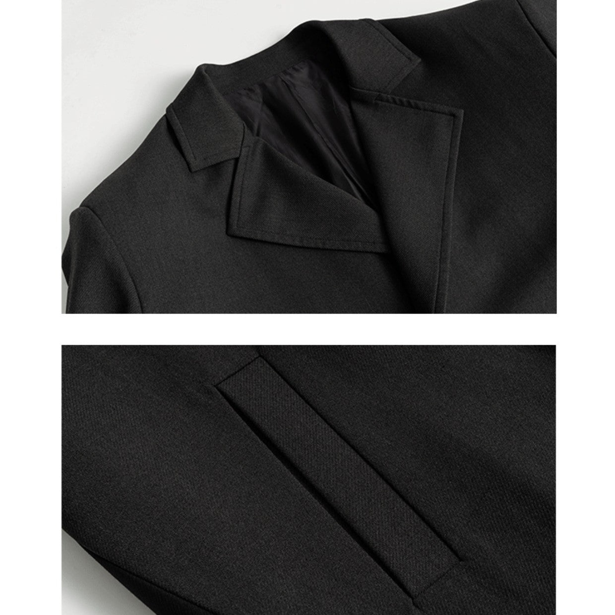 Manteau mi-long en laine, ample et rembourré, à épaules dénudées et patchwork