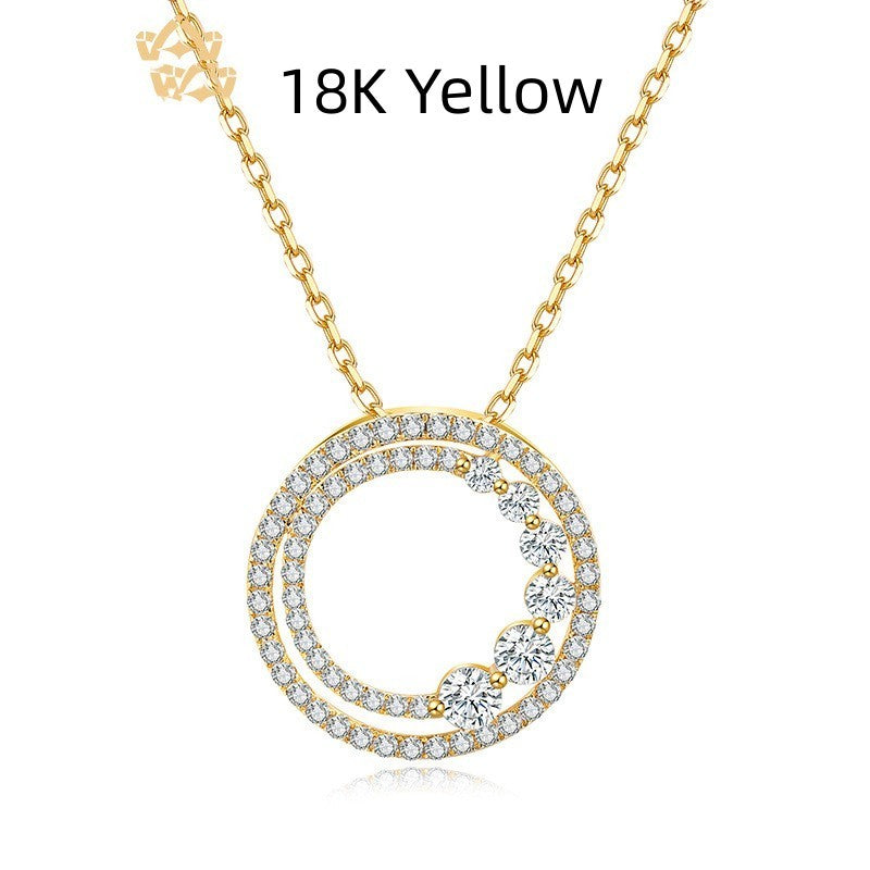 18K Gold Rose Gold Diamond Necklace Round