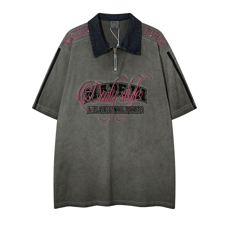 T-shirt a maniche corte con risvolto vecchio lavato di High Street