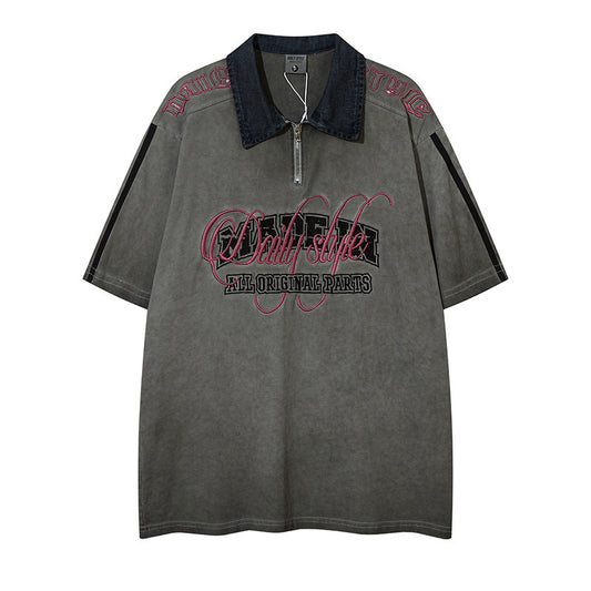 T-shirt a maniche corte con risvolto vecchio lavato di High Street