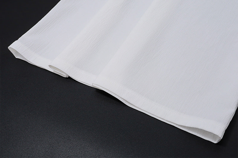 Fashion Two-piece Suit V-neck Halter Strap Top Low Waist Slit Skirt