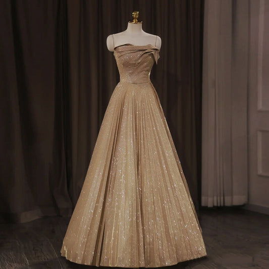 High End Champagne Color Annual Meeting Evening Dress