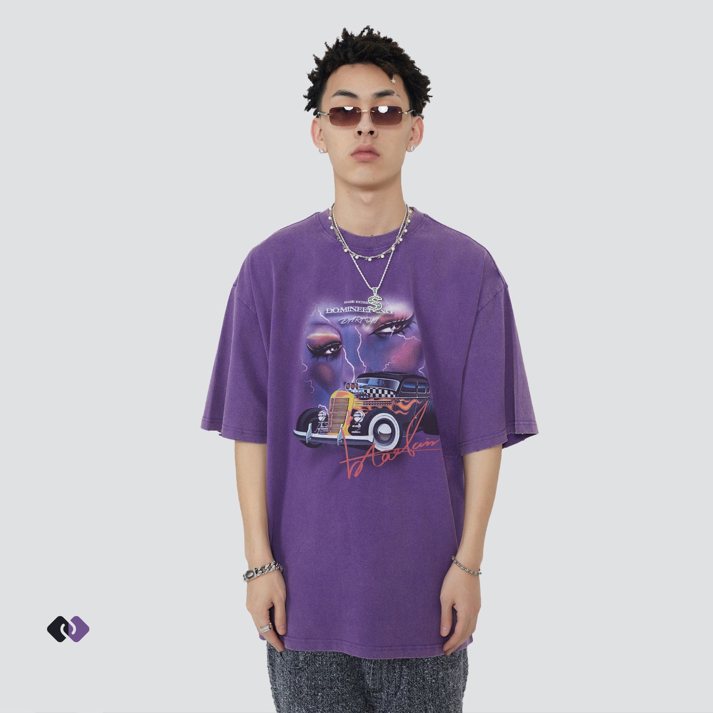 Loose Short Sleeve Vintage Old Printed T-shirt