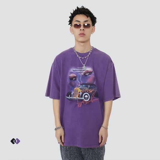 Loose Short Sleeve Vintage Old Printed T-shirt