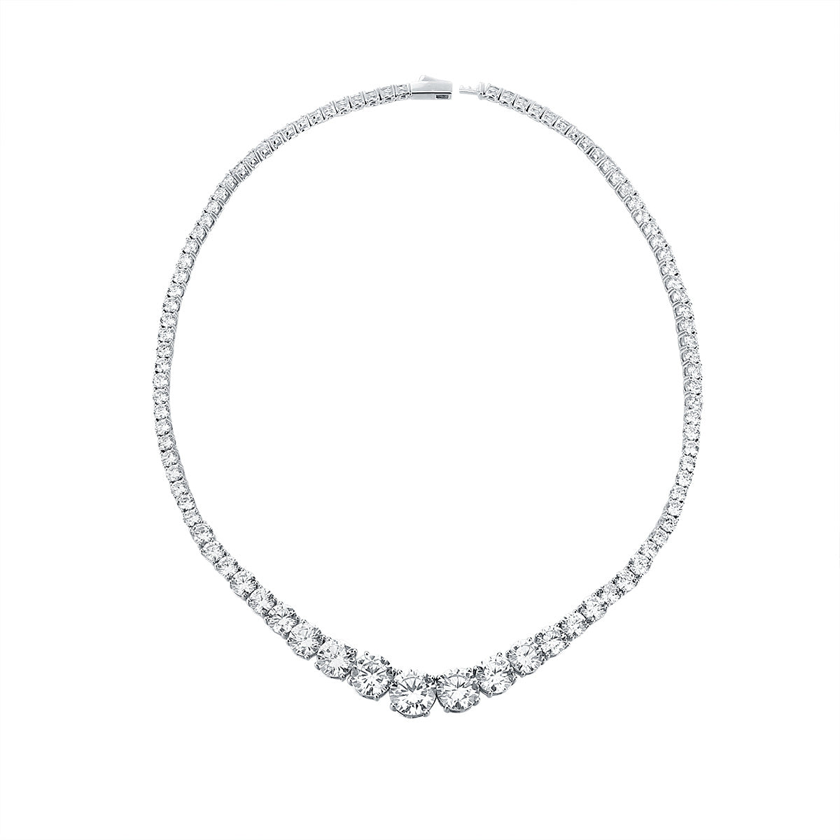 Collier en argent sterling 925 et moissanite, une rangée de diamants, pour femme