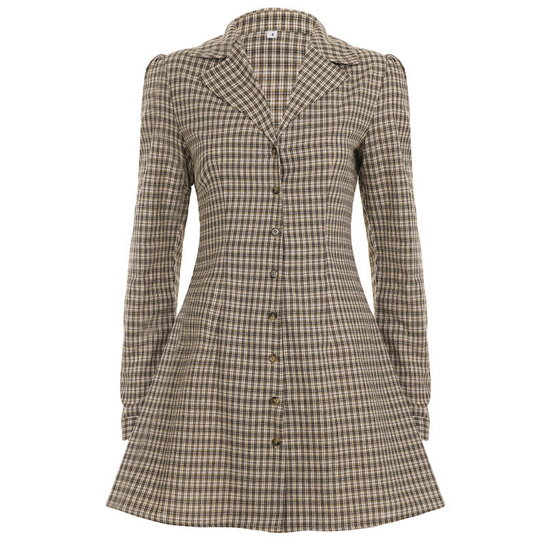 Robe à col chemise, coupe ajustée, amincissante et à manches longues