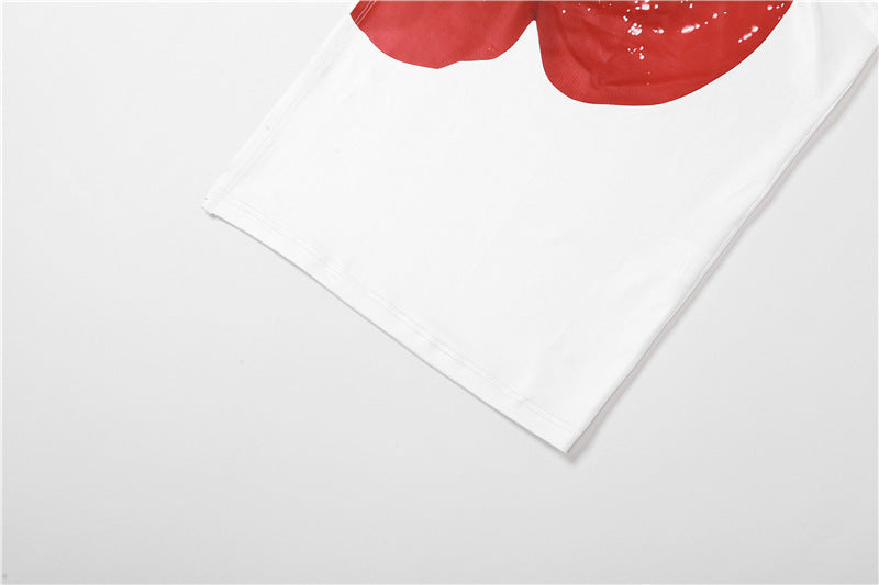 Sweet Sleeveless Digital Printing High Waist Hip Slit Long Dress