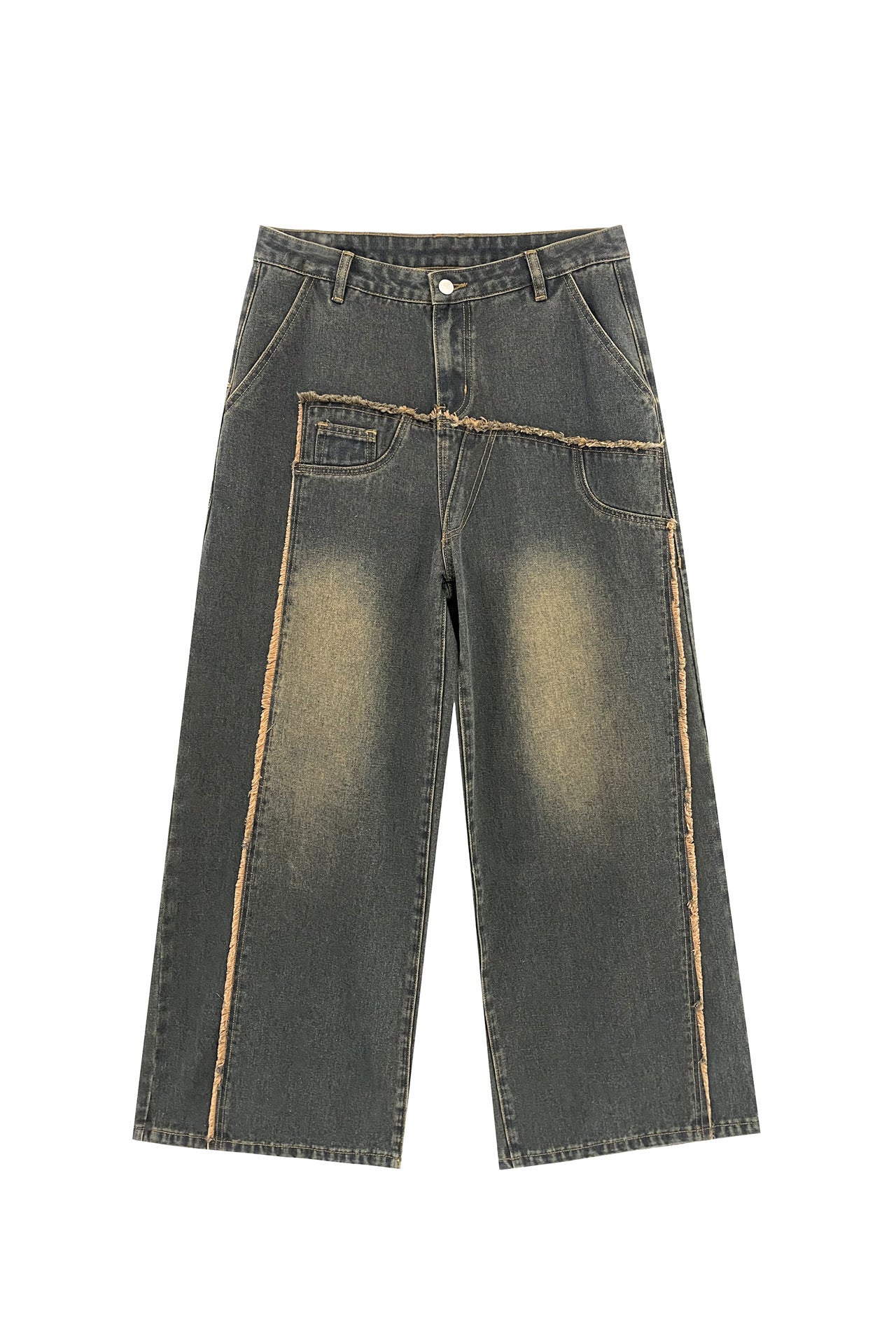 Pantaloni in denim larghi con bordi sfrangiati