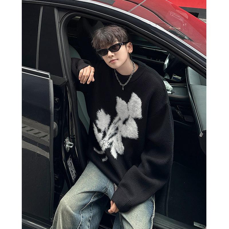 Autumn And Winter New American Retro Brocade Sweater Men's Loose Sweater