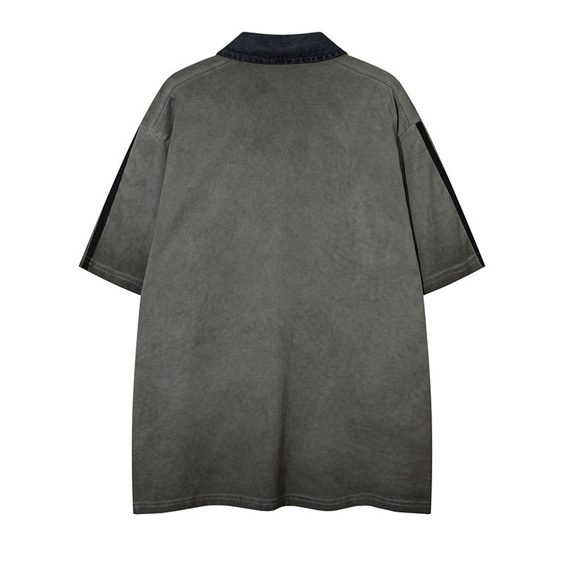 T-shirt a maniche corte con risvolto vecchio lavato di High Street