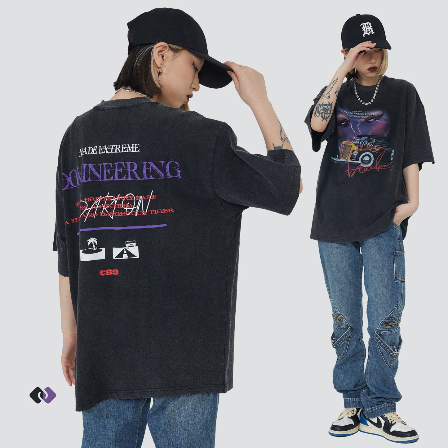 Loose Short Sleeve Vintage Old Printed T-shirt