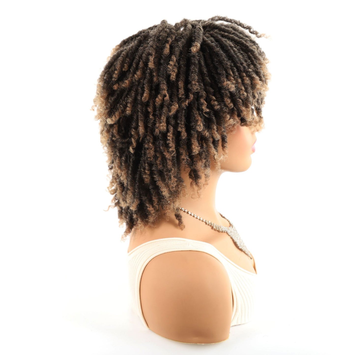 Perruques africaines avec coiffe à petits cheveux bouclés, non multicolore, 15 cm