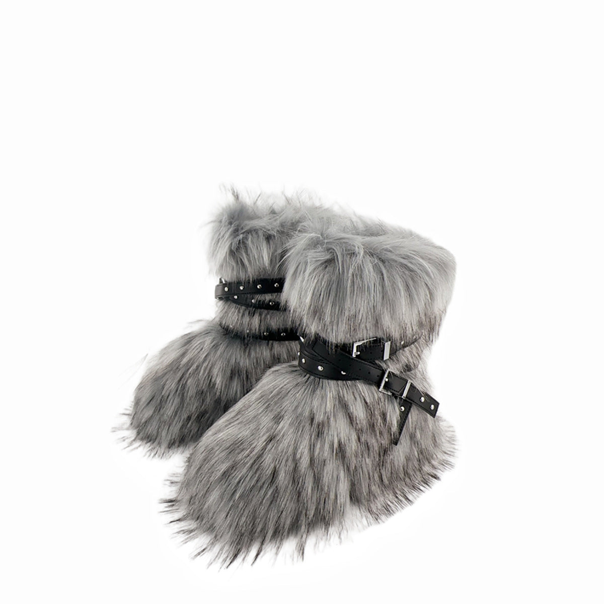 Bottes en laine à rivets, coupe ajustée, couleur foncée, à lacets