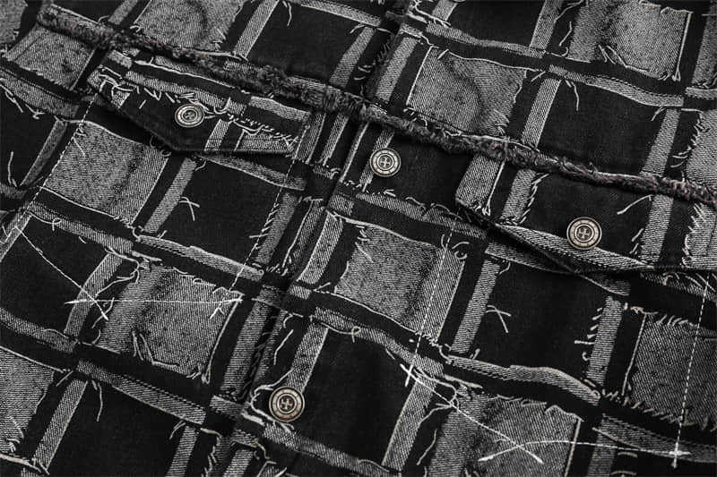 Veste en jean à carreaux