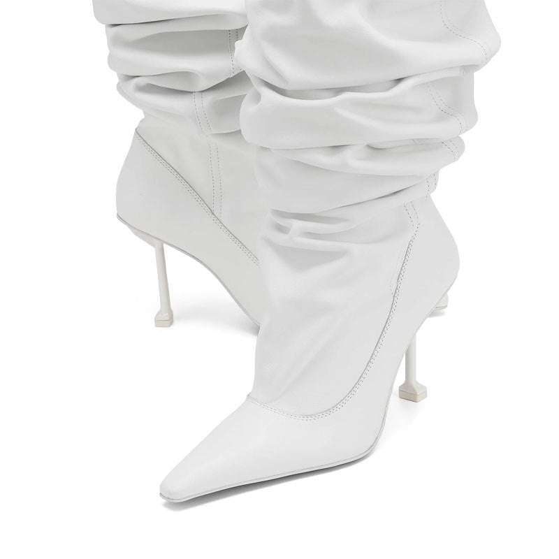 Bottes de soirée à talon aiguille et bout carré à grande circonférence