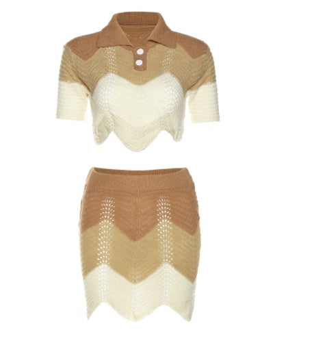 Woolen Top  Multicolor Slim Fit Hip Skirt Suit