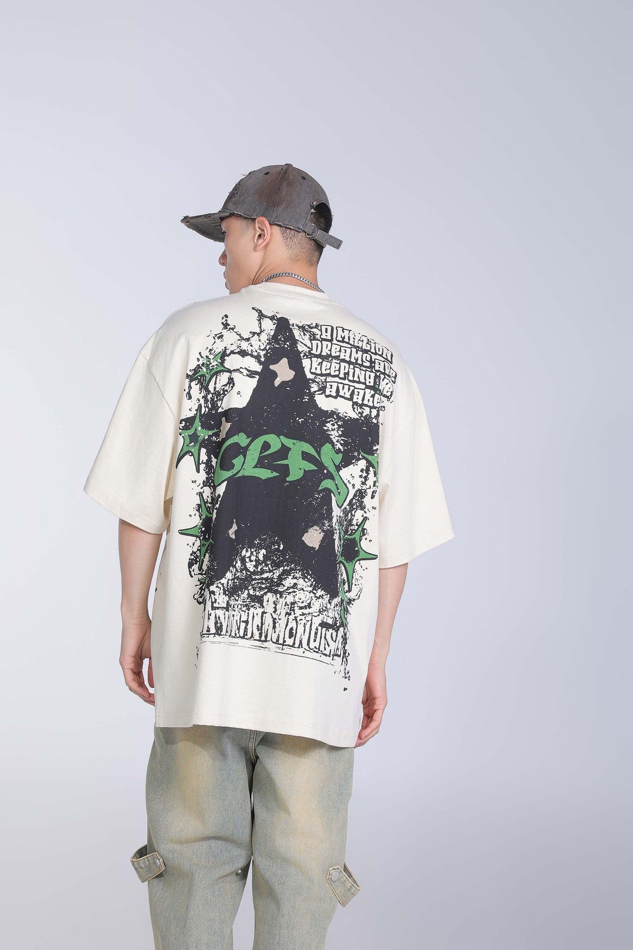 Creative Five-pointed Star Letter Print Short-sleeve T-shirt