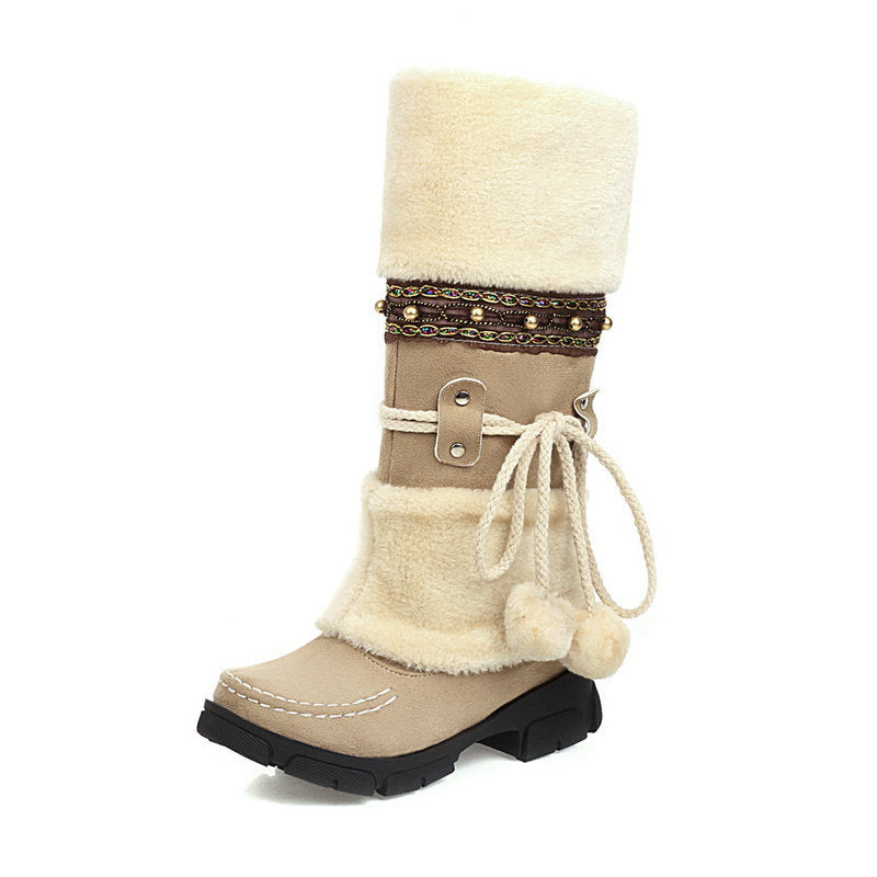 Fashion Mid Heel Cotton Boots