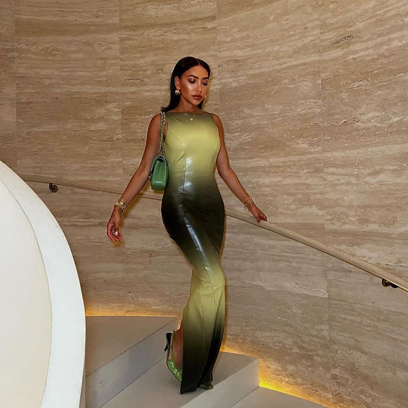 Fashion Trend Multicolor Printed Pullover High Waist Dress