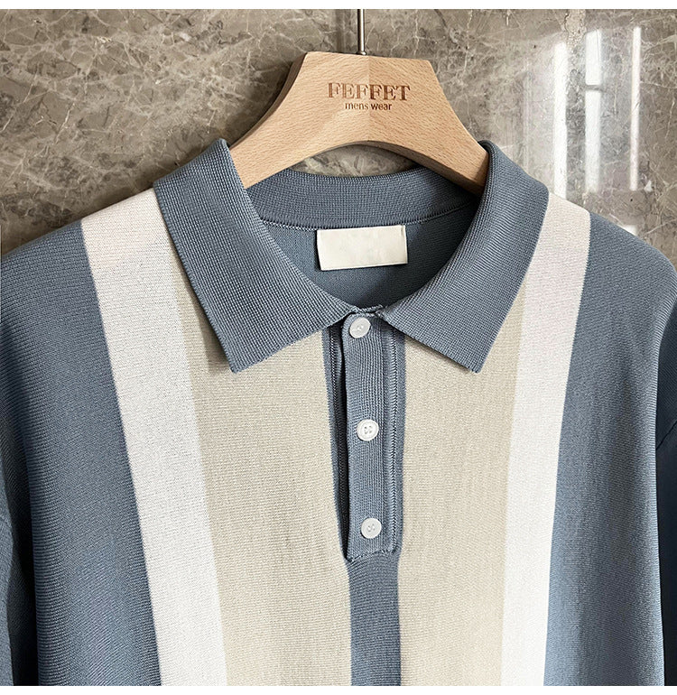 Polo à manches courtes en tricot ample décontracté urbain