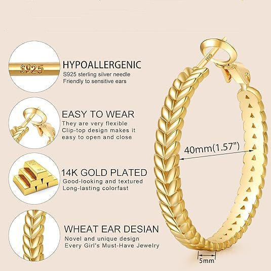 Thick Silver Earrings Wheat Ring Fashion