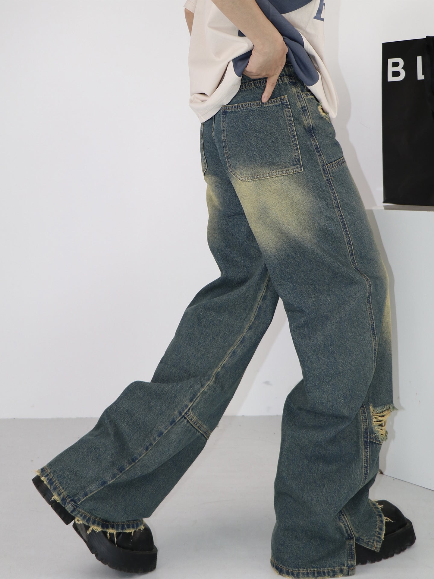 Jeans américains rétro décontractés et amples pour hommes et femmes