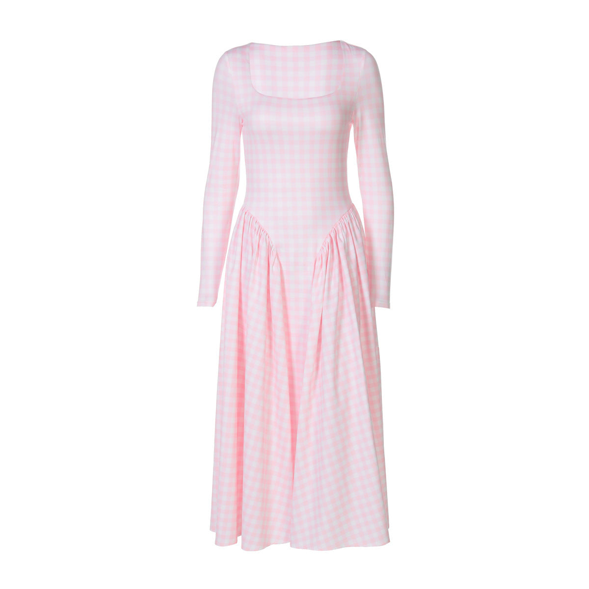 Jupe écossaise sexy, robe tendance taille haute à manches longues amples