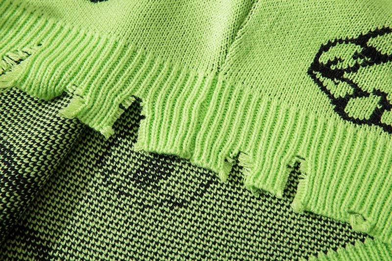 Hip Hop Letters Graffiti Jacquard Sweater Men's Tide