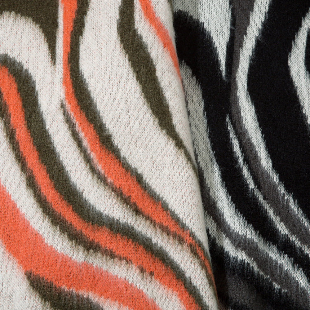 Zebra Pattern Hema Wool Round Neck Sweater Men Fashion Brands American Loose Casual Long Sleeves Top