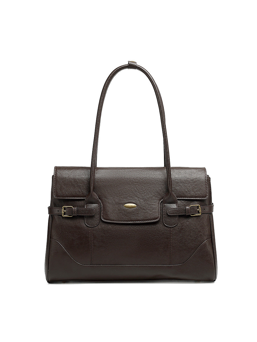New Commuter Retro Versatile Genuine Leather Underarm Womens Bag