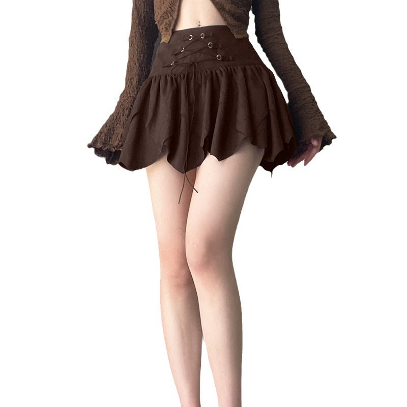 Irregular Lace-up Waist Skirt
