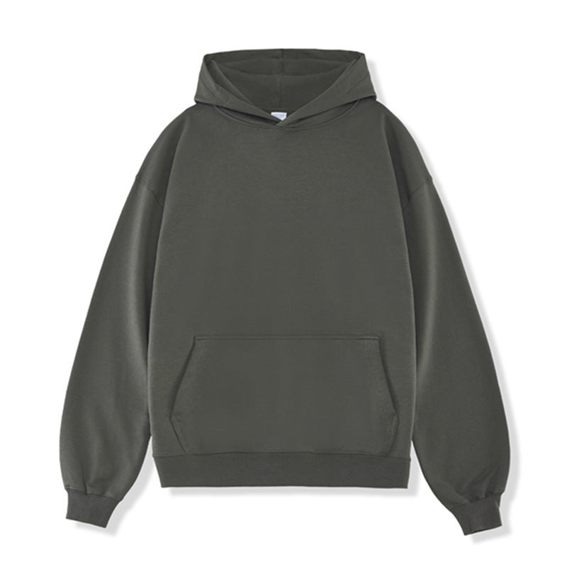 Solid Color Hooded Sweater Men's Pullover Thickened American Top