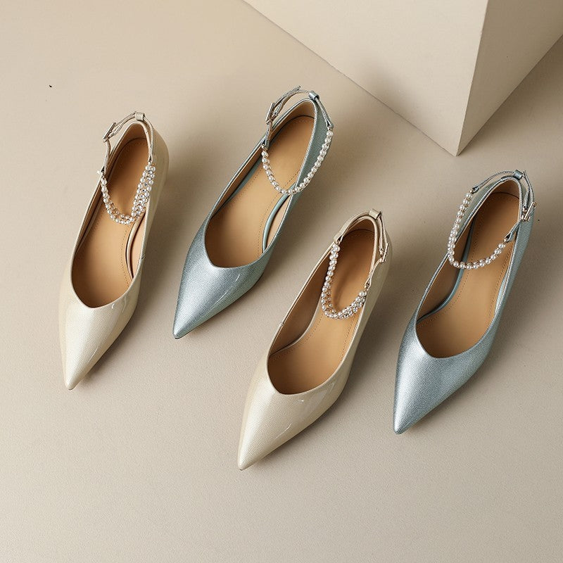 Chaussures de travail pointues à talons fins et péplum OL Temperament