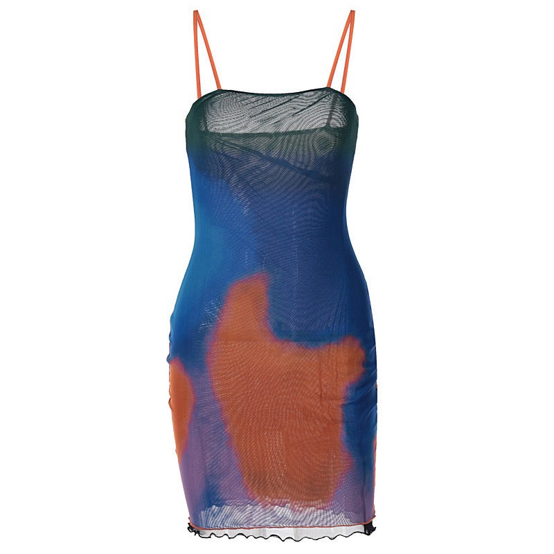 Camouflage Mesh Camouflage Dress With Fungus