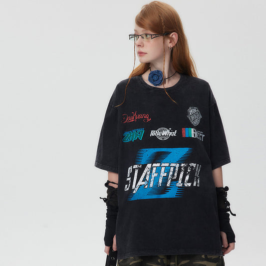 American Letter Locomotive Style Short Sleeve Men