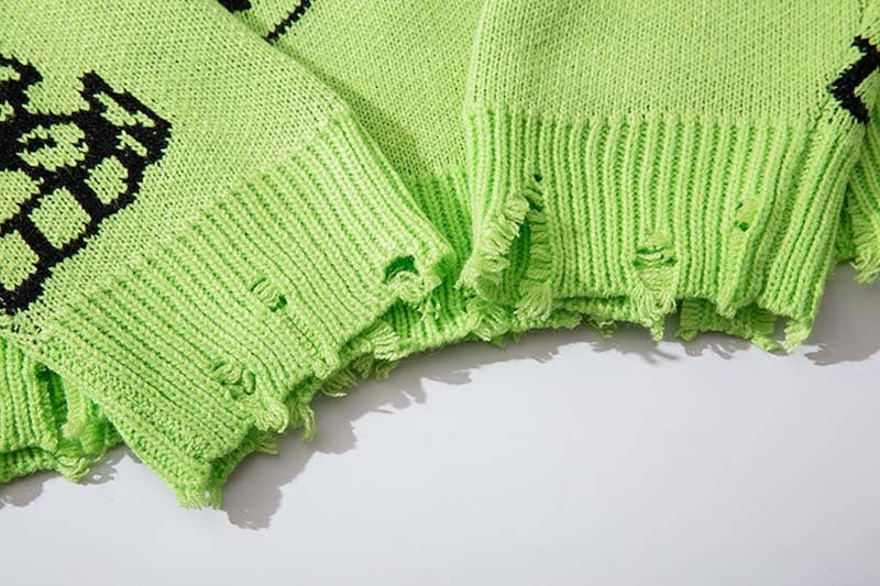 Hip Hop Letters Graffiti Jacquard Sweater Men's Tide