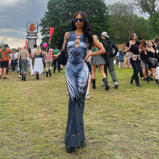 Robe moulante taille haute sans manches pour femme