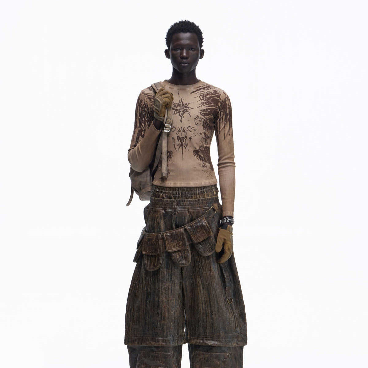 Haut à manches longues en maille à motif soleil