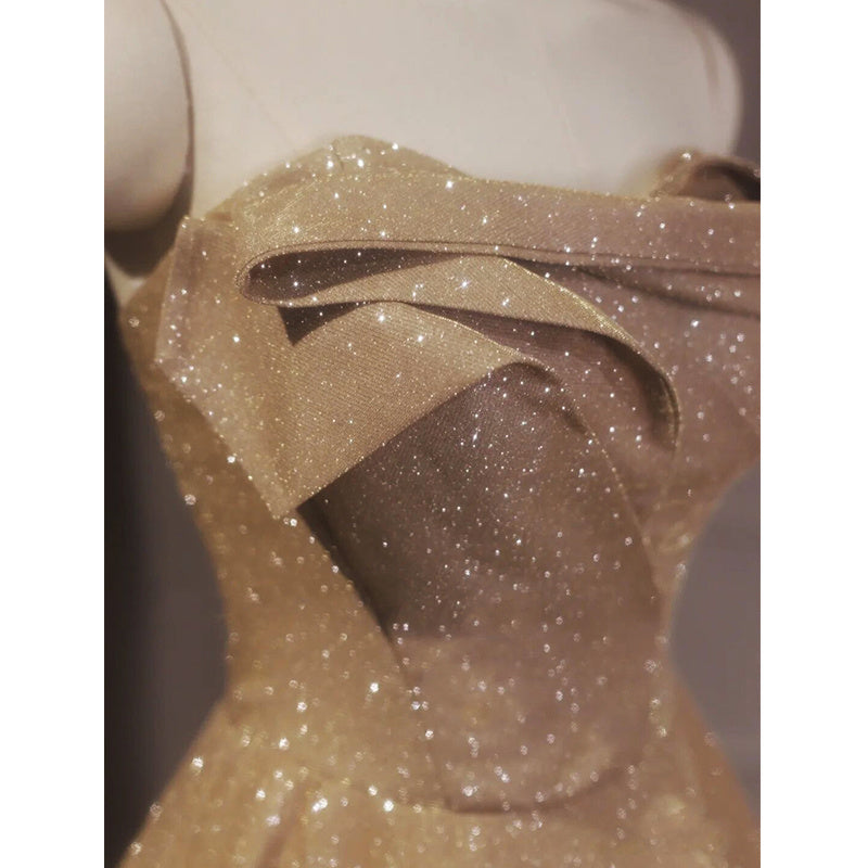 High End Champagne Color Annual Meeting Evening Dress