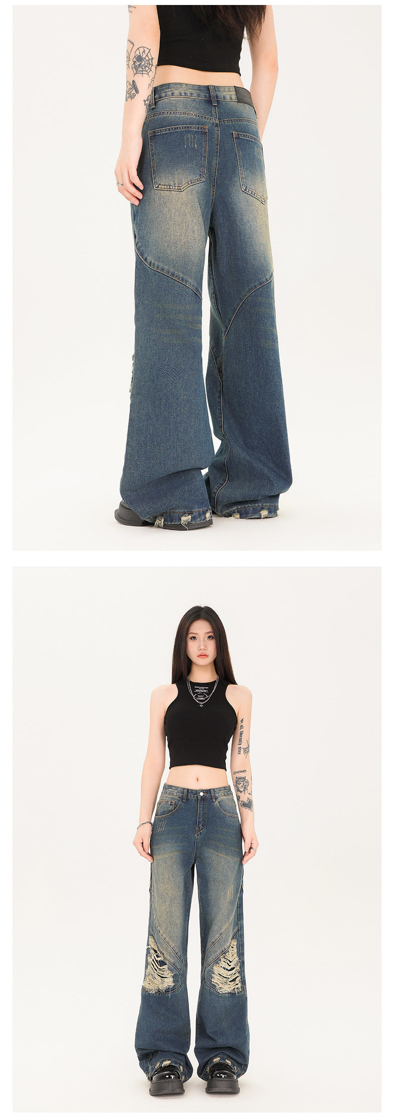 Jean déchiré délavé et déconstruit de la mode urbaine