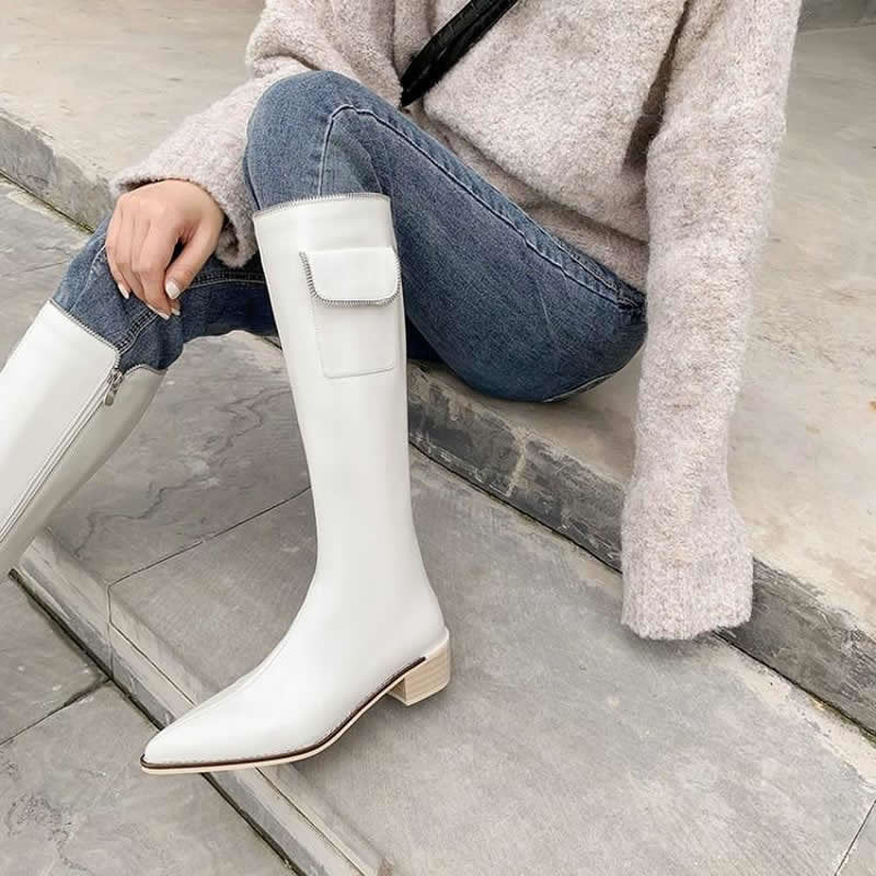 Bottes pointues rétro à talons mi-hauts et à talons épais en filet rouge Tide