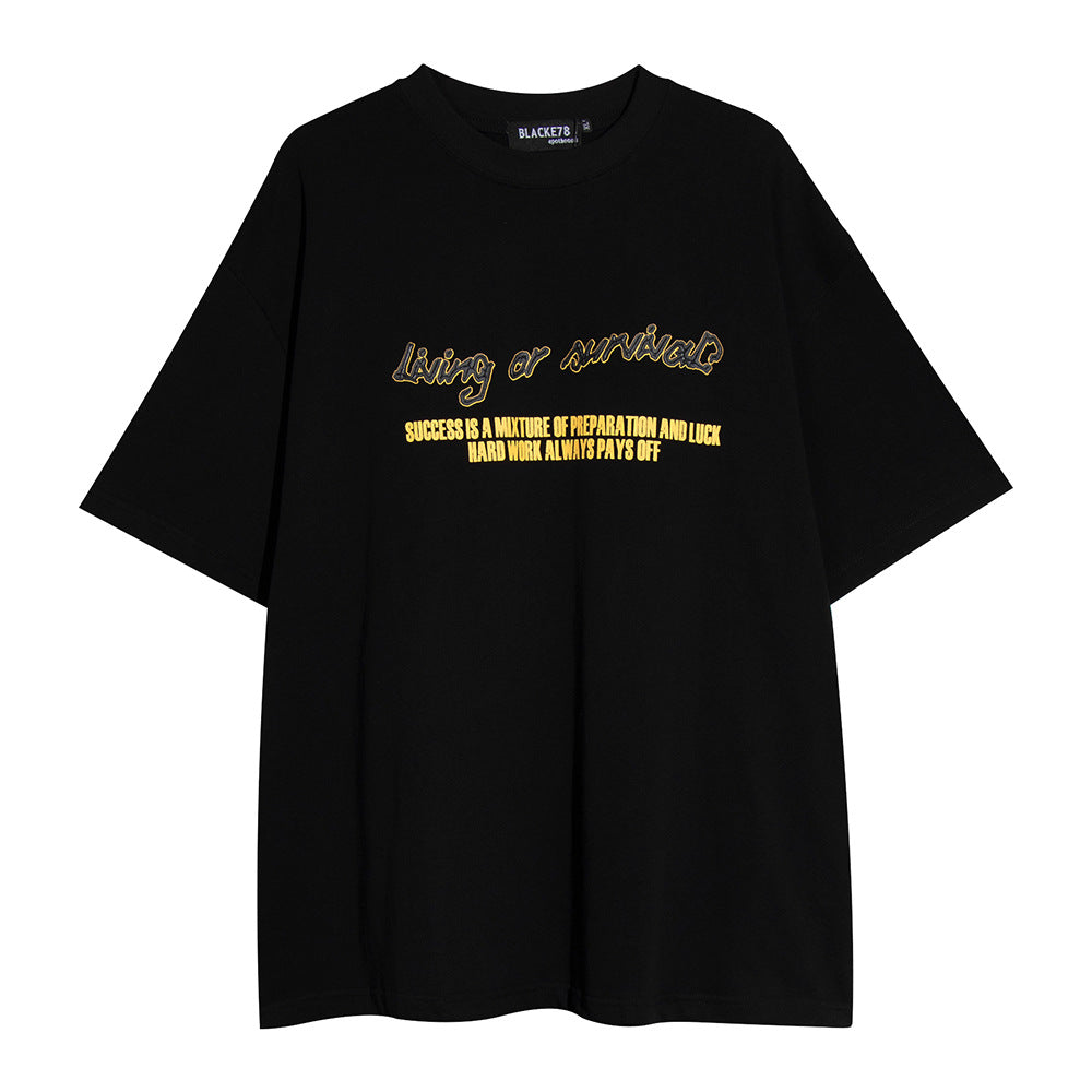 Printed Short-sleeved T-shirt Cotton Loose Men